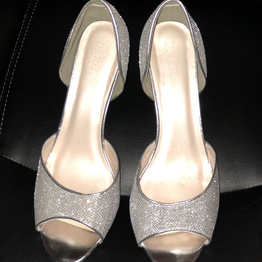 David’s Bridal - sparkle silver heels
